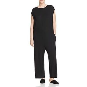 Eileen Fisher Lightweight Soft Jersey Cap Sleeve Wide Leg Jumpsuit X-Large
